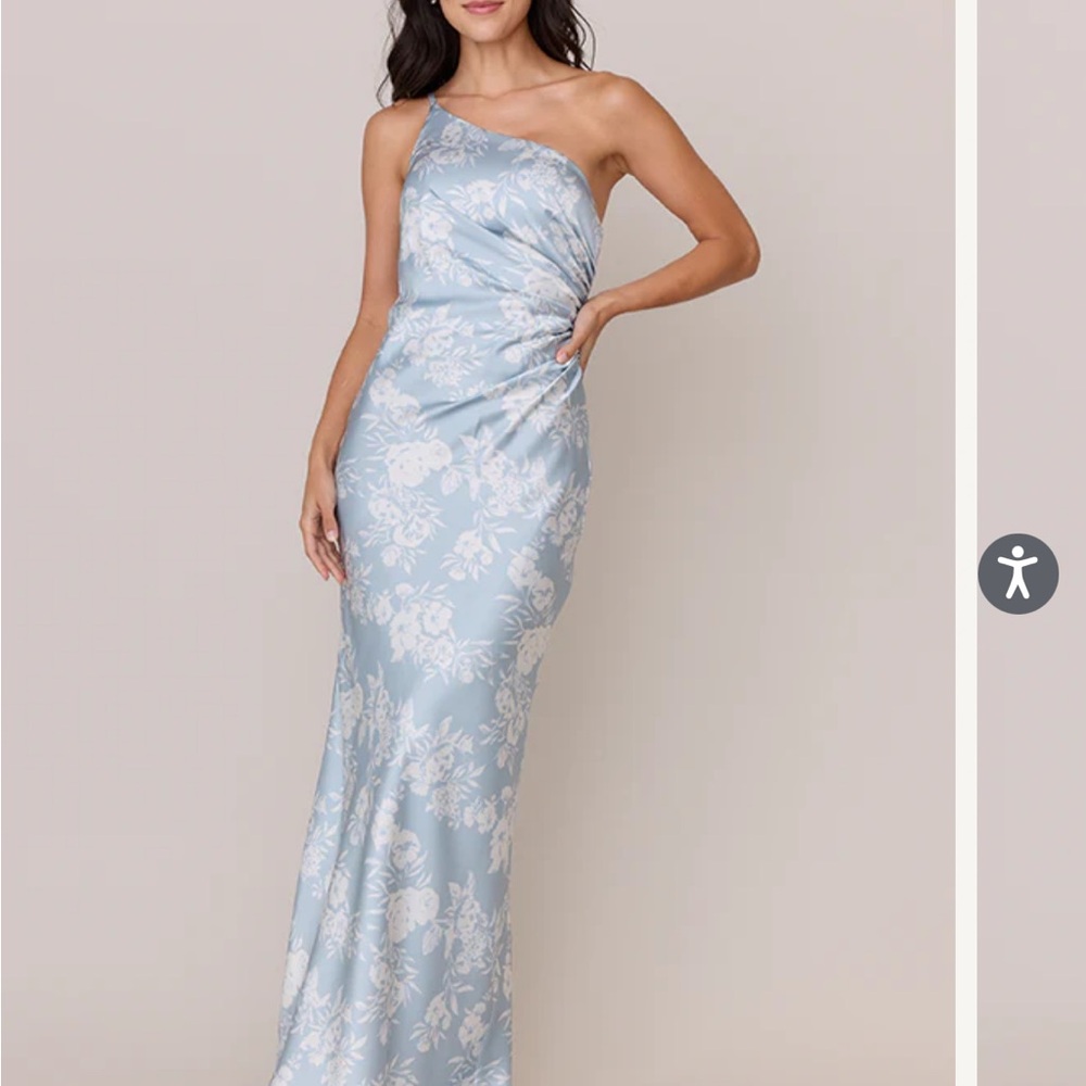 Revelry Jade Satin Floral Print Dress